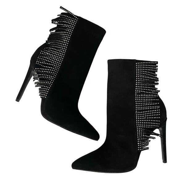 House of Harlow 1960 Revolve Ankle Booties Women’s Asher Zip Fringe Sz 9.5 Black - Picture 3 of 10